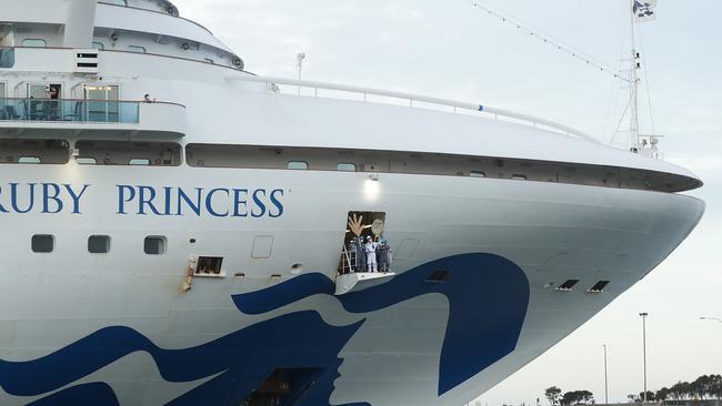 The Ruby Princess cruise ship departs from Port Kembla in NSW after passengers disembarked in Sydney. Picture: Mark Metcalfe/Getty Images