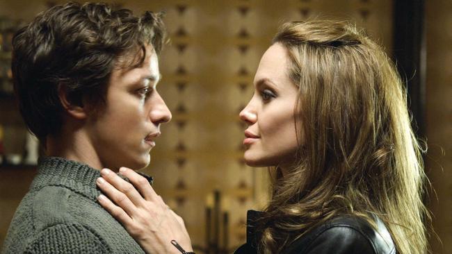 James McAvoy with Angelina Jolie in Wanted.