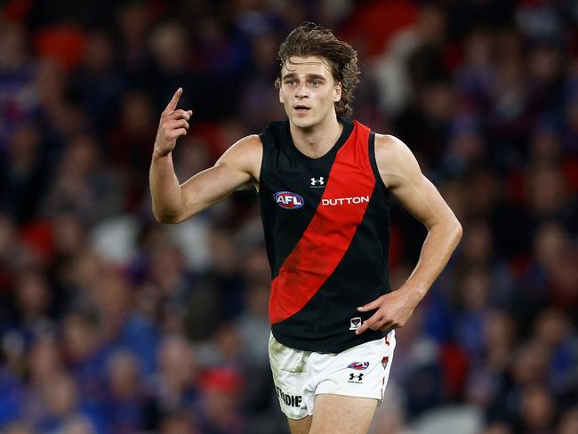 Harrison Jones has been a star for the Bombers after a miserly return from his first round. Picture: Michael Willson/AFL Photos via Getty Images.