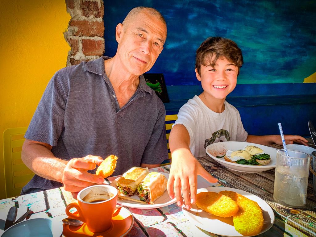 Riley Lee relates to grandson Oskar Lee, 11, by finding things they have in common, including a shared love of food. Picture: supplied/Marieke Lee