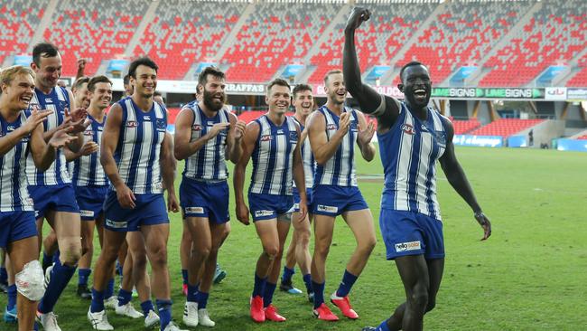 It was a cakewalk for the Roos in Majak Daw’s inspirational return. Picture: AFL Photos/Getty Images