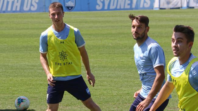 Anton Mlinaric, left, is one of numerous Sydney FC Academy players in the Joeys team.