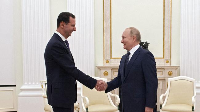 Russian President Vladimir Putin meets with Syrian President Bashar al-Assad at the Kremlin in Moscow in September 2021. Picture: Mikhail Klimentyev/Sputnik/AFP