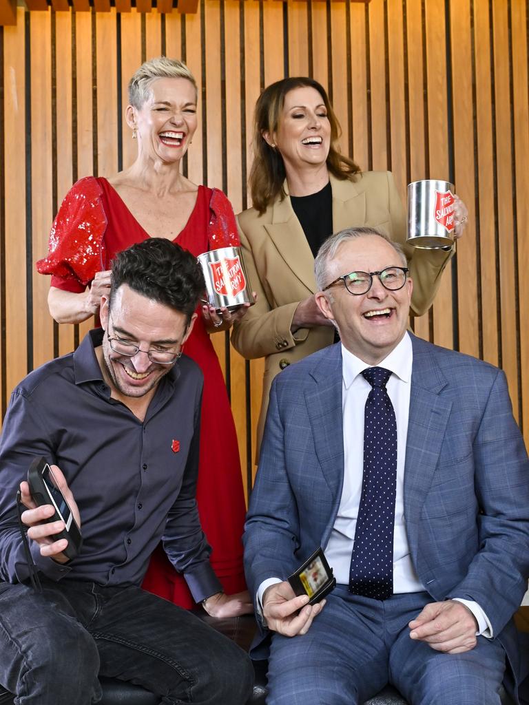 Promoting the Red Shield Appeal with Jessica Rowe, Natalie Barr and Joe Hildebrand.