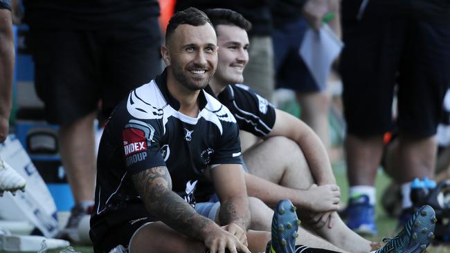 Quade Cooper pictured on the sideline during a Souths v Wests club game.