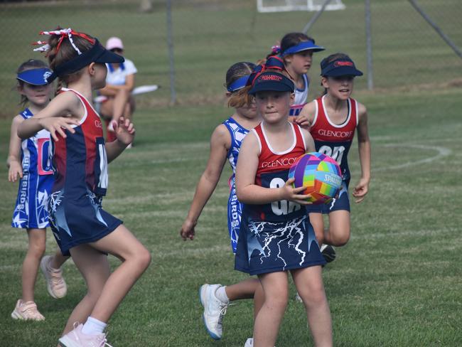 Action from Rockhampton Netball's annual Sullivan's Carnival at Jardine Park, Rockhampton, on May 24, 2025.