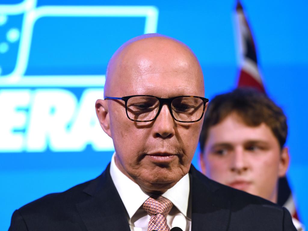 Opposition Leader Peter Dutton concedes defeat. Picture: Dan Peled/Getty Images