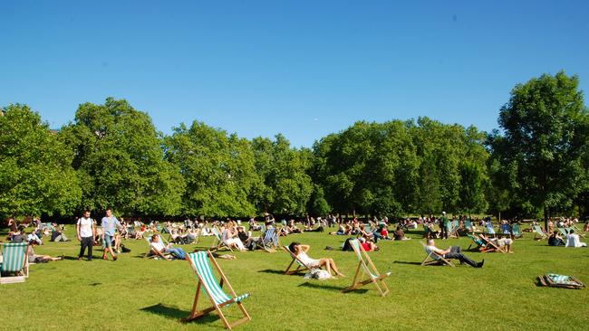 Sunbathers in London's Hyde Park.