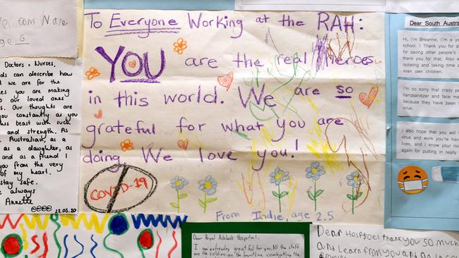 The letters of support sent to the medical team at the RAH. Picture: Tricia Watkinson