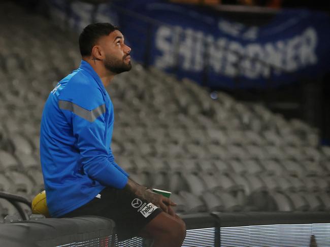 MELBOURNE - JUNE 4 , 2023. AFL Round 12.        Tarryn Thomas of the Kangaroos before the match between Essendon and North Melbourne at Marvel Stadium  on June the 4th, 2023, in Melbourne, Australia. Photo by Michael Klein. . Photo by Michael Klein.