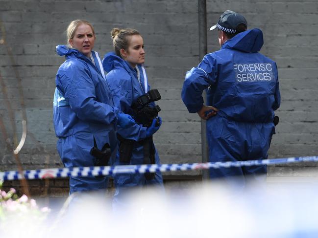 6/7/19 Police investigate the scene of a stabbing in Chippendale, Sydney.  Tracey Nearmy/Sunday Telegraph