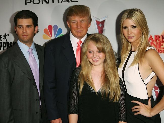 Donald Trump Jr., Donald Trump, Tiffany Trump and Ivanka Trump arrive at the Season Five Finale of The Apprentice. Picture: Getty