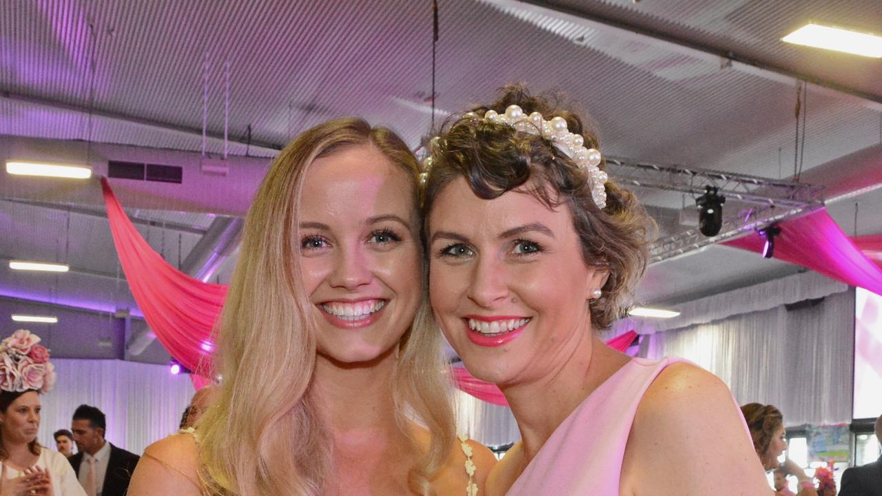 Dakota Morris and Sarah Jolly at Pink Ribbon Race Day in the Events Centre, GCTC Bundall. Pic: Regina King