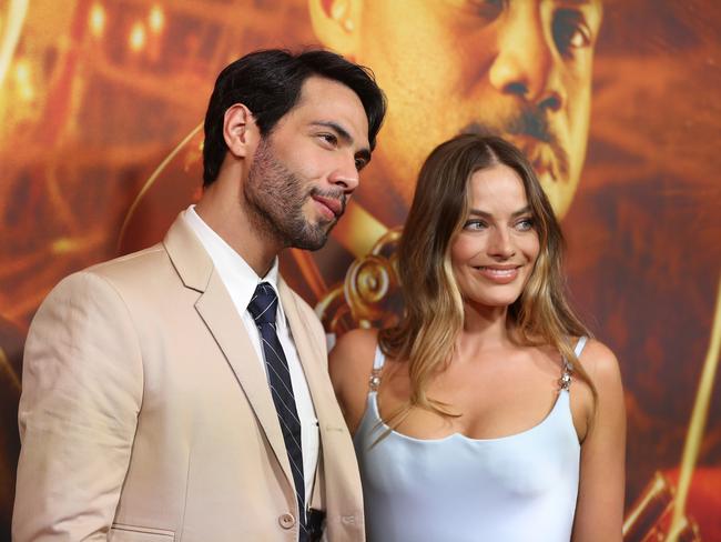 Diego Calva and Margot Robbie in Sydney this week for Babylon. Picture: Getty Images for Paramount Pictures