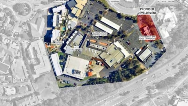 Plans showing the Red Rooster site and high rise building to be built at Helensvale.