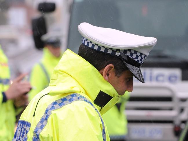 SA Police during random breath test for drug and drunk driving drivers on the Morphett Street Bridge in Adelaide.