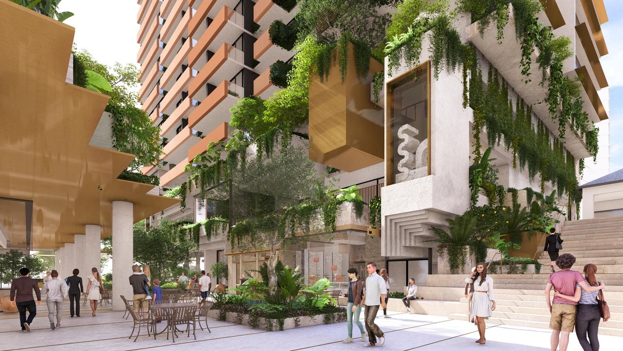 An artist's impression of the 'Little Italy' project proposed for Newstead. Image supplied by Bureau Proberts.