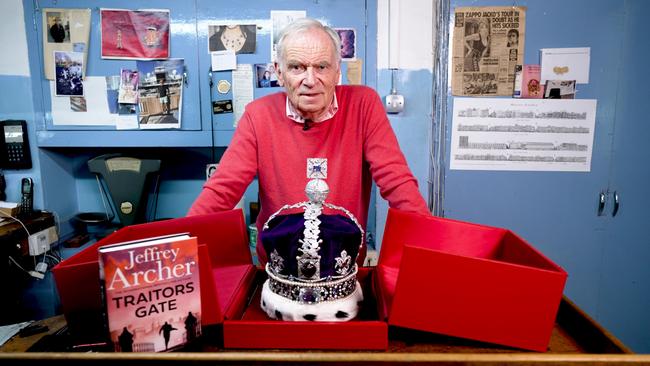 ’You couldn’t tell the difference’ … Jeffrey Archer with the replica Imperial State Crown.