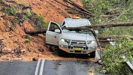 Luckily no one was injured after a landslip at Thora.