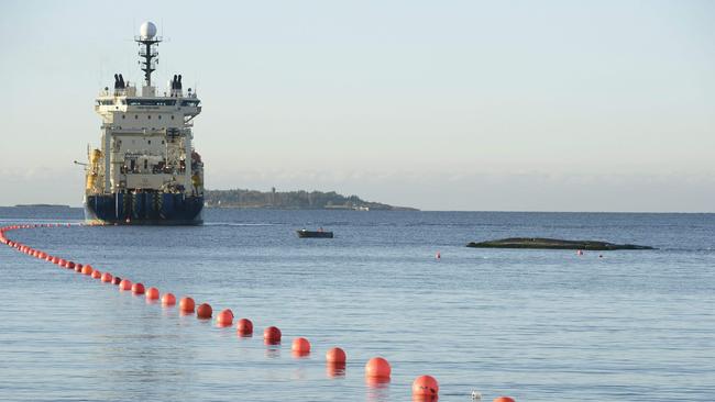 The C-Lion1 submarine telecommunications cable being laid to the bottom of the Baltic Sea by cable laying ship "Ile de Brehat". Picture; AFP.