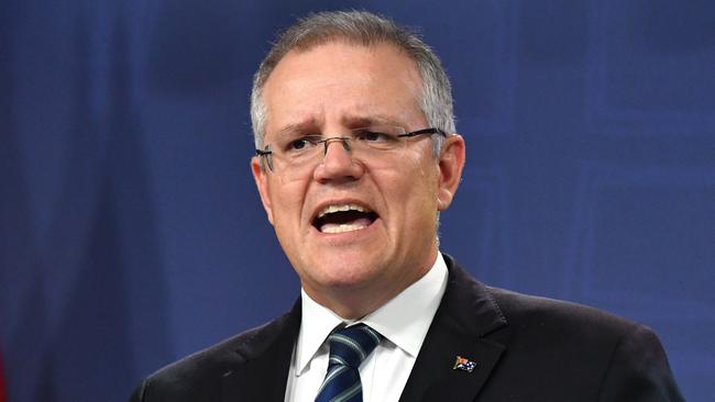 Treasurer Scott Morrison has announced the budget deficit is down to $33.2 billion. Picture: AAP