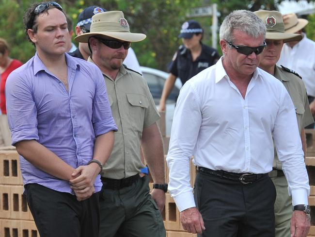 Zak Grieve who was Allegedly paid $5000 to murder Ray Niceforo was led by Police as members of the jury , Lawyers, and Prosecutors were shown the crime scene today in Katherine N.T.