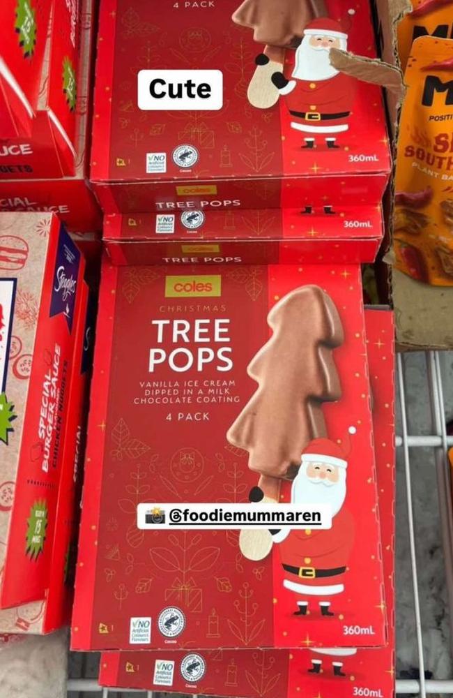 Coles Christmas Tree Pops have caught social media attention. Picture: Instagram/@nectoriouspapi/@foodiemummaren