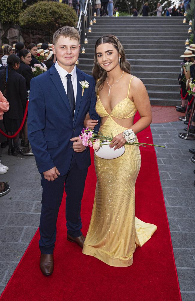 Lacey Riches and partner Ben Von Pein arrive at The Glennie School formal at Picnic Point, Thursday, September 12, 2024. Picture: Kevin Farmer