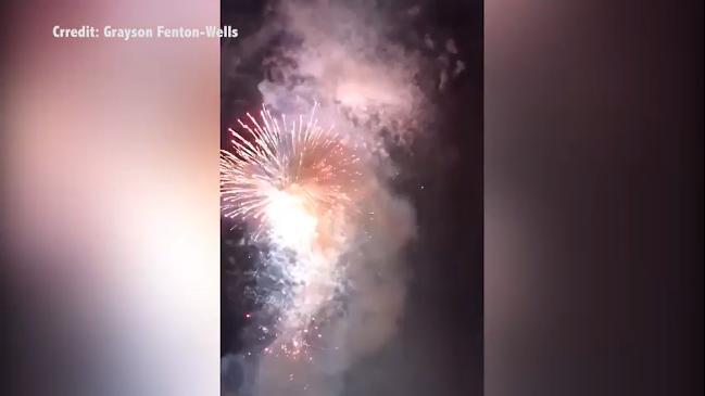 Fireworks out of control on Terrigal barge