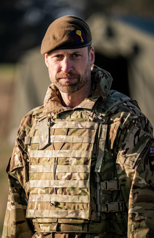 The future king was visiting the 1st Battalion Welsh Guards to hear how they have been transitioning from ceremonial duty back to the Field Army. Picture: WPA Pool/Getty Images