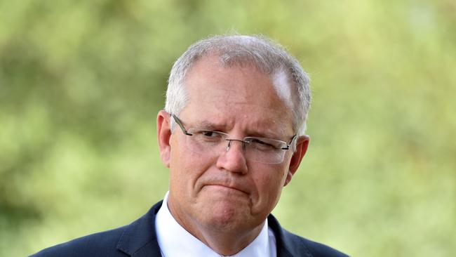 Prime Minister Scott Morrison at a press conference after attending an Australia Day Citizenship Ceremony and Flag Raising event in Canberra, Saturday, January 26, 2019. (AAP Image/Mick Tsikas) NO ARCHIVING