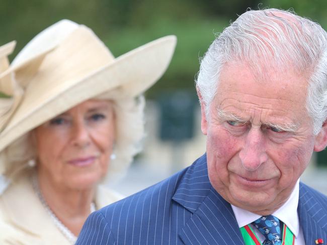 BAYEUX, FRANCE - JUNE 06: Camilla, Duchess of Cornwall and Prince Charles, Prince of Wales arrive at Bayeux War Cemetery on June 06, 2019 in Bayeux, France. Veterans, families, visitors, political leaders and military personnel are gathering in Normandy to commemorate D-Day, which heralded the Allied advance towards Germany and victory about 11 months later.  (Photo by Chris Jackson/Getty Images)