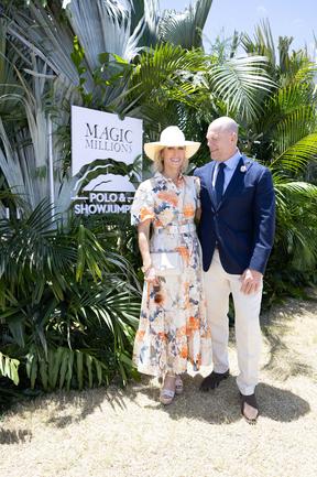 Zara and Mike Tindall at the Magic Millions Showjumping and Polo. Picture by Luke Marsden.