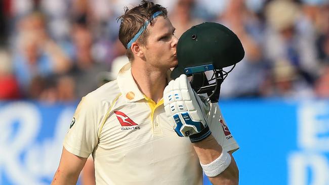 Steve Smith reaches a century on day one. Picture: AFP