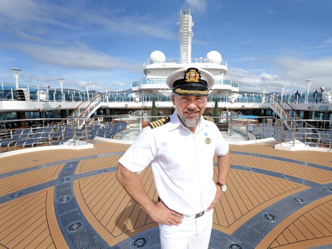 Captain of the Majestic Princess, Dino Sagani, from Italy, has been coming to Hobart on cruise ships for about 20 years. Picture: PATRICK GEE