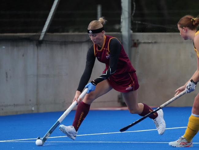 Gold Coast talent Aurora Kovacevich in action on the hockey field. Picture: Supplied.