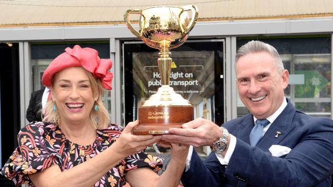 Traditionally the cup is paraded through the streets of Melbourne on the eve of the cup. Picture: Andrew Henshaw