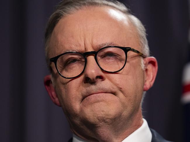 Anthony Albanese speaks after the referendum was defeated. Picture: Martin Ollman (NCA NewsWire)