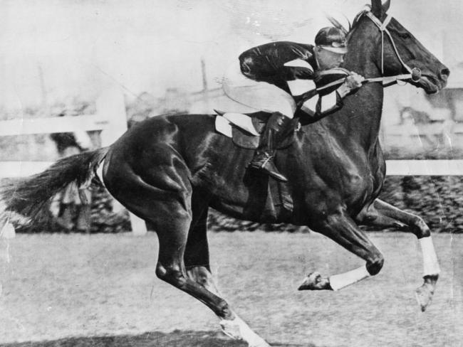 The legendary Phar Lap, ridden by jockey Jim Pike.