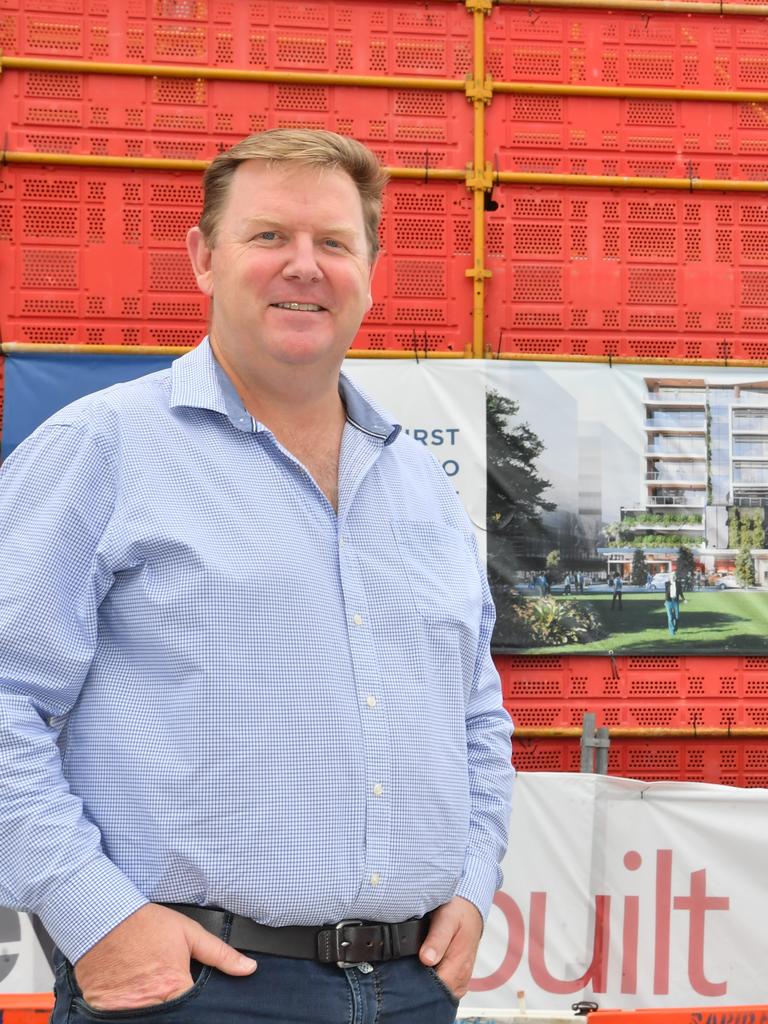 CONSTRUCTION UPDATE: Dirk Long (Evans Long) and Matthew Gould (JLL) at Foundation Place construction site in Maroochydore's CBD.  Photo: John McCutcheon / Sunshine Coast Daily