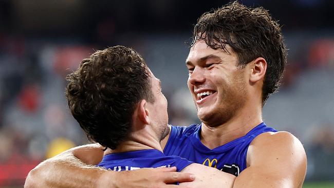 Cam Rayner had 12 disposals, six clearances and seven inside 50s in a dominant first term as Melbourne never regained a foothold in the match. Picture: Michael Willson / Getty Images