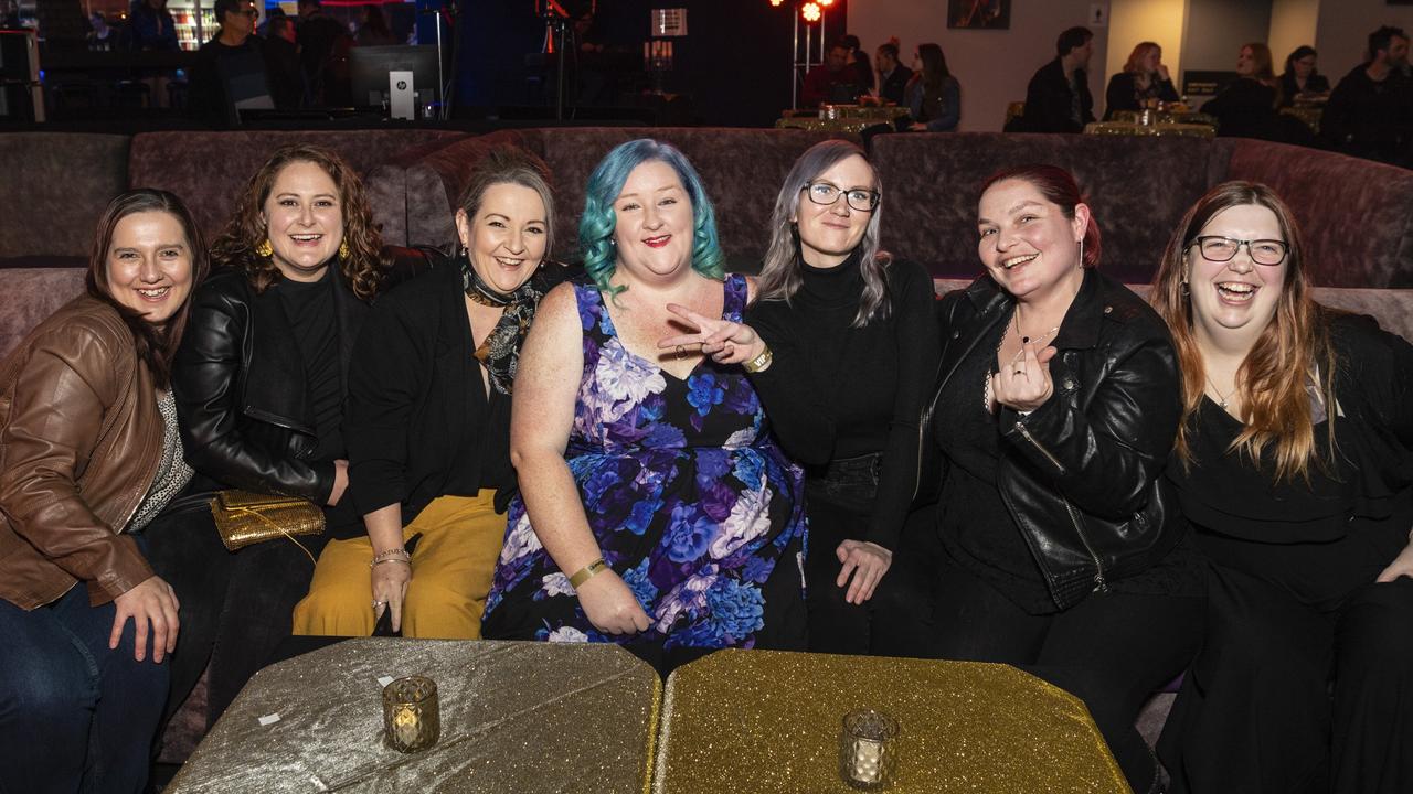 Ready for the show are (from left) Michaela Bryan, Jess Walters, Chantel Grundy, Tanita Doherty, Roxanne Thompson, Mallory Treweeke and Bianca Hails as Lok and Kee presents Sideshow Femmes at The Powerhouse, Saturday, July 30, 2022. Picture: Kevin Farmer