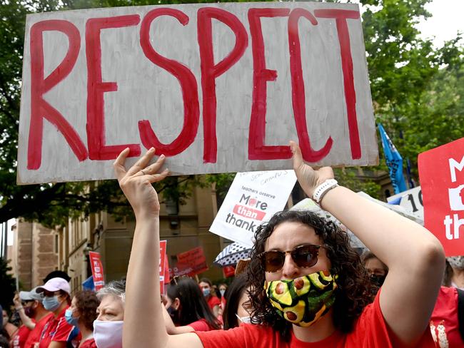 Health and education workers held strikes throughout the start of the year calling for staff shortages and pay rises to be addressed across the public sector. Picture: NCA NewsWire / Jeremy Piper