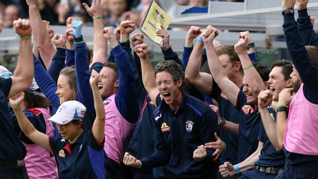 Bob Murphy celebrates on the Grand Final siren. Picture: Wayne Ludbey