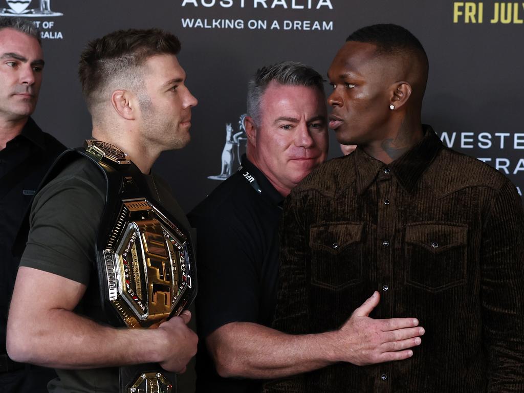 This is the moment Dricus du Plessis says he realised Israel Adesanya had lost his fire. Picture: Will Russell/Zuffa LLC