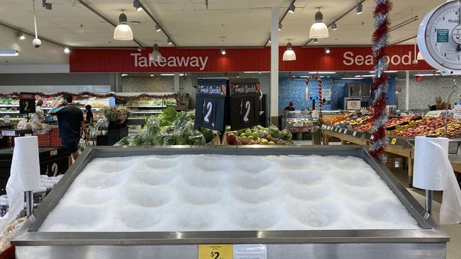 Empty supermarket shelves at Coles at Mount Gambier. Picture: Jessica Ball