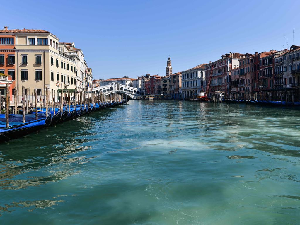 The lack of motorboat traffic on the Grand Canal during the pandemic has been attributed for its clearer water. Picture: Andrea Pattaro/AFP