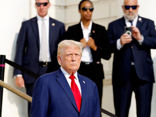 Donald Trump looks on during a wreath laying ceremony at the Tomb of the Unknown Soldier at Arlington National Cemetery. Picture: AFP