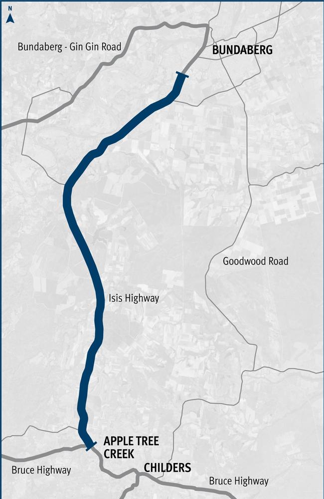 Extensive works are underway along the length of the Isis Hwy near Bundaberg.