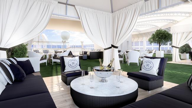 A render of Byron Bay Beach Club on P&O’s Pacific Adventure.